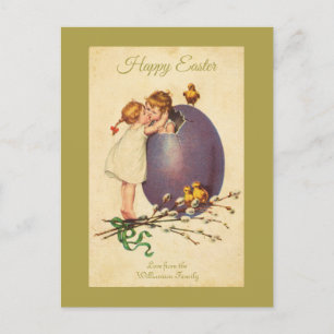 Happy Easter Vintage Chicks Egg Boy Girl Custom Holiday Postcard