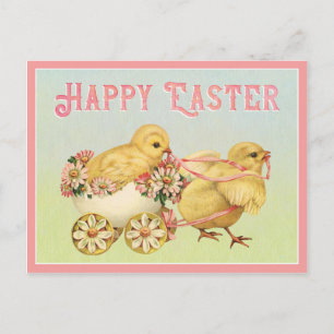Happy Easter Vintage Chicks Postcard