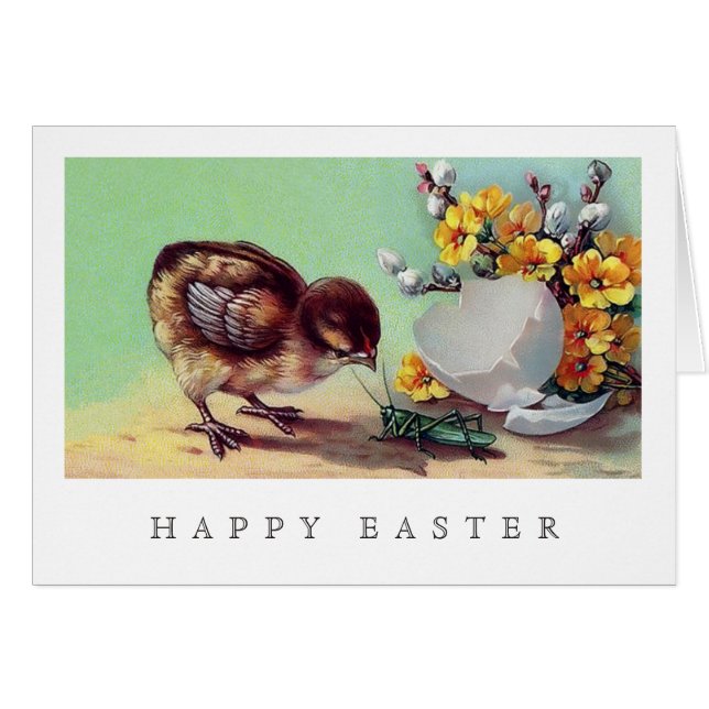 Happy Easter. Vintage Easter Chick Card (Front Horizontal)