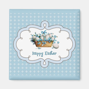 Happy Easter. Vintage Egg Basket Gift  Magnet