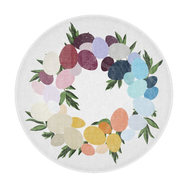 Happy Easter. Vintage Holiday Wreathe. Cutting Board (Front)
