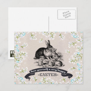 Happy Easter.Vintage Rabbits Easter Holiday Postcard