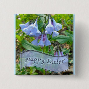Happy Easter Virginia Bluebells 15 Cm Square Badge
