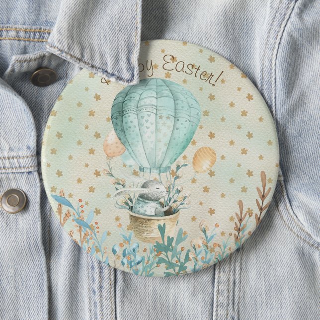 Happy Easter! Watercolor Bunny 6 Cm Round Badge (In Situ)