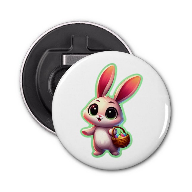 Happy Easter Watercolor Bunny Bottle Opener (Front)