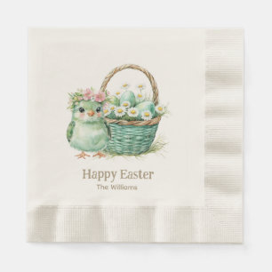 Happy Easter Watercolor Bunny Napkin