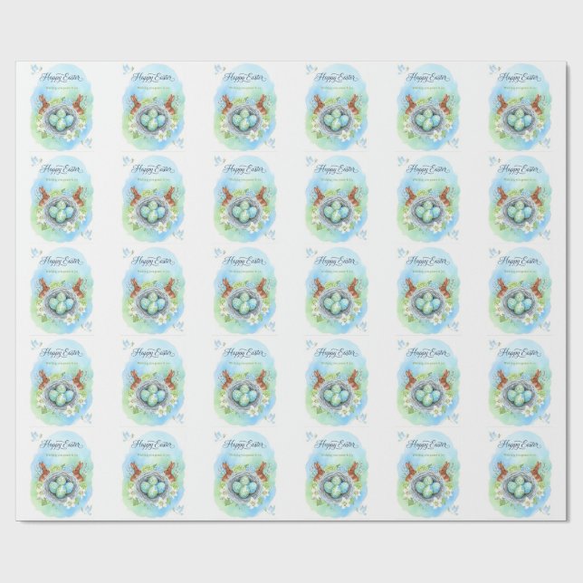 Happy Easter Watercolor Card Wrapping Paper (Flat)