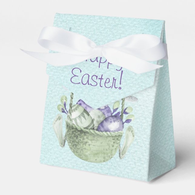 Happy Easter! Watercolor Easter Bunny Favour Box (Front Side)