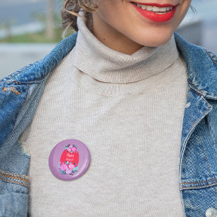 Happy Easter watercolor floral red egg 7.5 Cm Round Badge