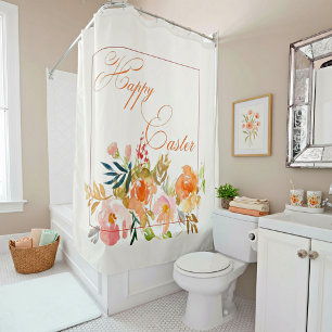 Happy Easter watercolor floral Shower Curtain