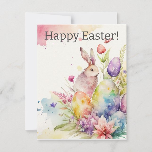 Happy Easter Watercolor Greeting Card (Front)