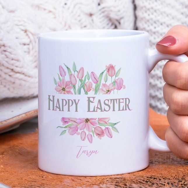 Happy Easter Watercolor Tulips Easter Mug (Happy Easter Watercolor Tulips Easter Mug
)