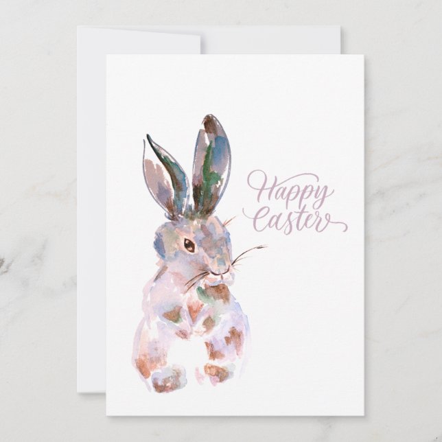Happy easter watercolour bunny holiday card (Front)