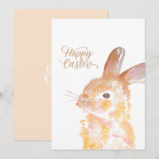 Happy easter watercolour cute bunny holiday card