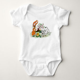 Happy Easter! Welpe, Küken, Hase Baby Bodysuit