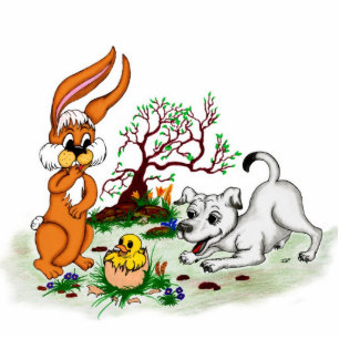 Happy Easter! Welpe, Küken, Hase - Magnet Photo Sculpture Magnet