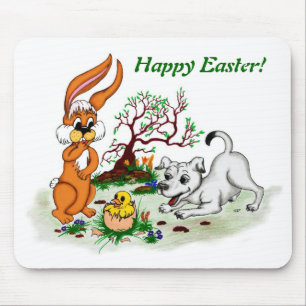 Happy Easter! Welpe, Küken, Hase Mouse Mat