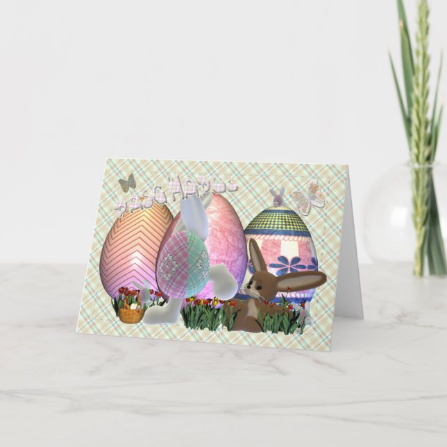 Happy Easter Welsh Language Card, Pasg Hapus Holiday Card (Front)