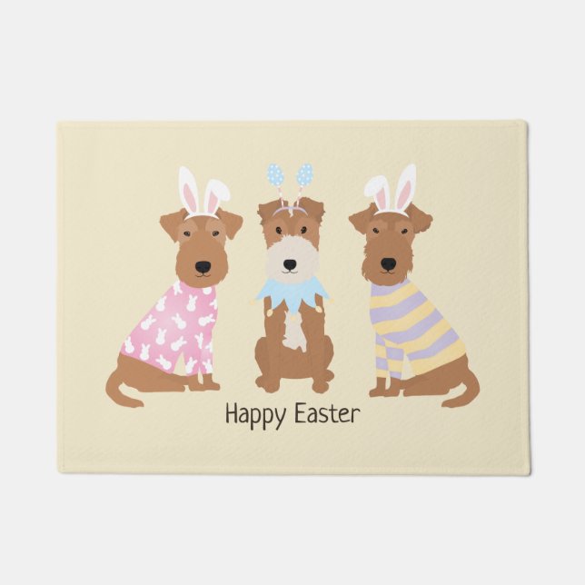Happy Easter Welsh Terrier Dogs Doormat (Front)