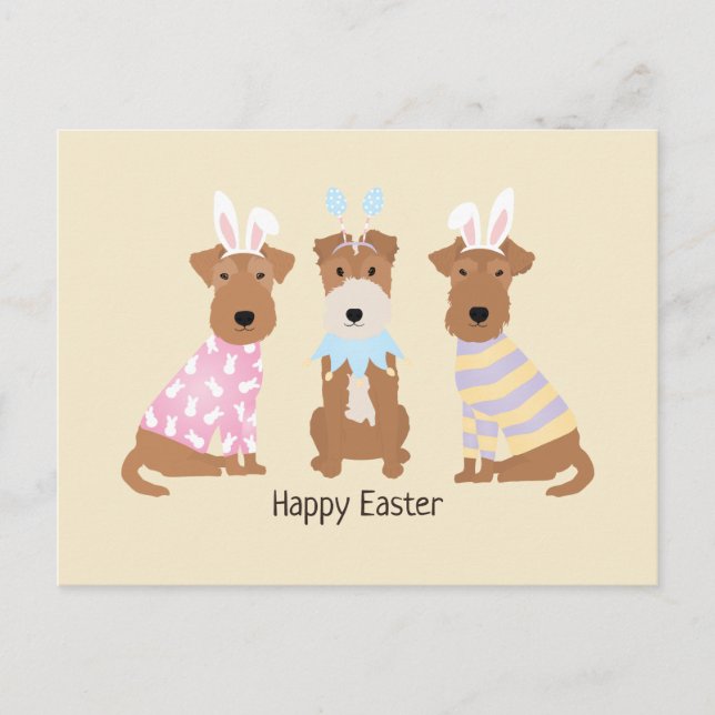 Happy Easter Welsh Terrier Dogs Postcard (Front)