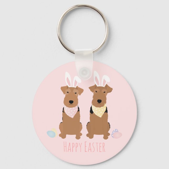 Happy Easter Welsh Terriers Dogs Bunny Ears Key Ring (Front)