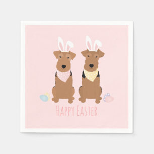 Happy Easter Welsh Terriers Dogs Bunny Ears Napkin