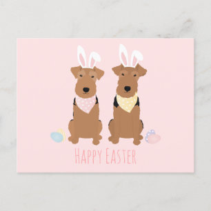 Happy Easter Welsh Terriers Dogs Bunny Ears Postcard
