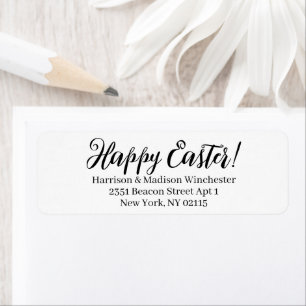 Happy Easter white black calligraphy address