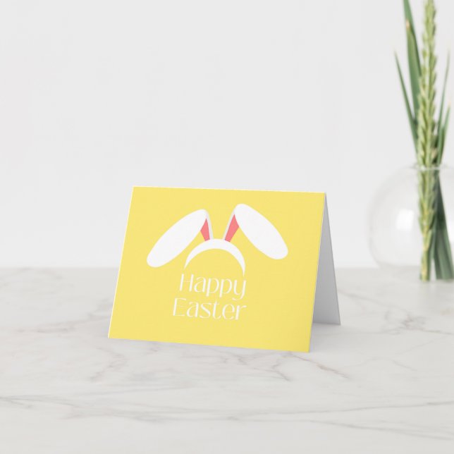 Happy Easter white bunny ears Card (Front)