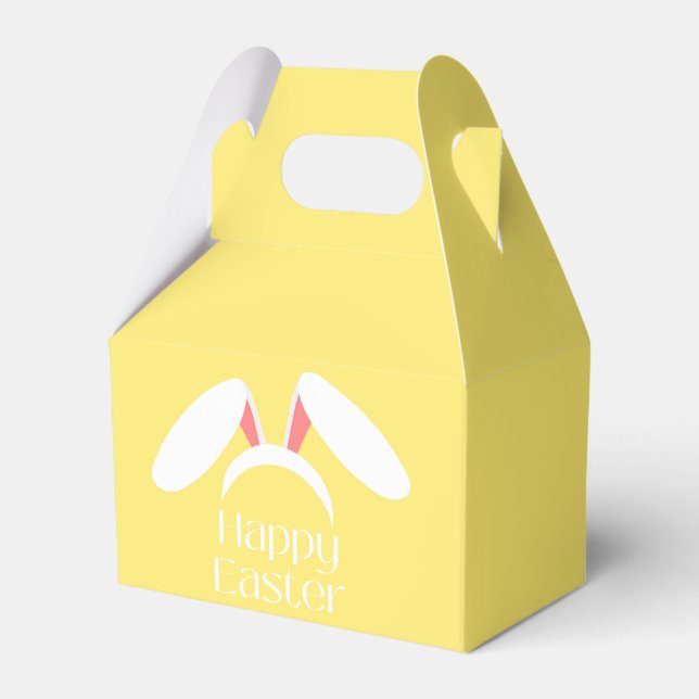Happy Easter white bunny ears Favour Box (Front Side)