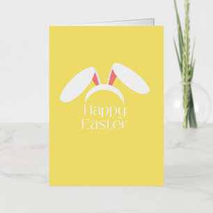 Happy Easter white bunny ears Foil Greeting Card