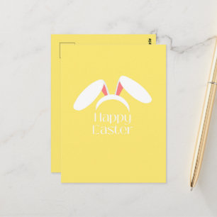 Happy Easter white bunny ears Postcard
