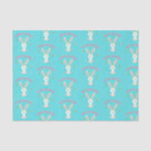 Happy Easter white bunny on blue