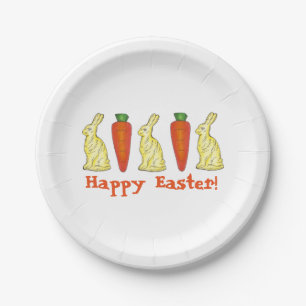 Happy Easter White Chocolate Bunny Carrot Candy Paper Plate