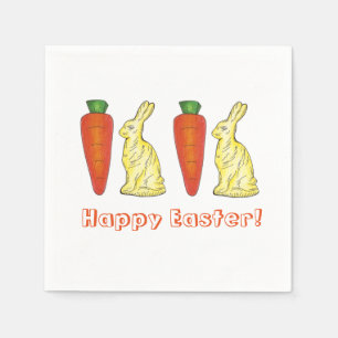 Happy Easter White Chocolate Bunny Rabbit Carrot Napkin