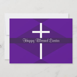 Happy Easter White Cross Purple Christian Holiday Card