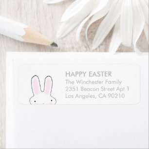 Happy Easter white grey cute bunny address