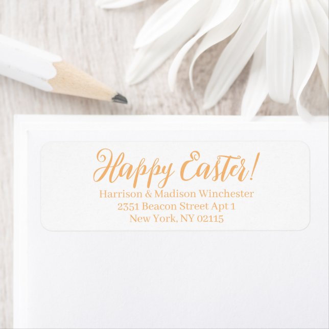 Happy Easter white orange calligraphy address (Insitu)