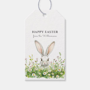 Happy Easter White Rabbit Florals Personalised Gift Tags