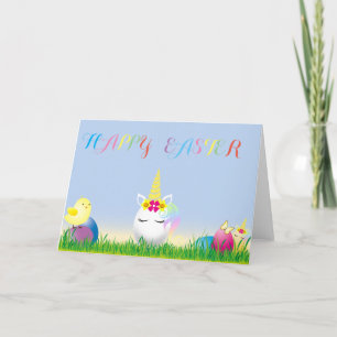 Happy Easter White Unicorn Egg Card