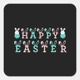 Happy Easter Wishes - Funny Bunny Easter        Square Sticker