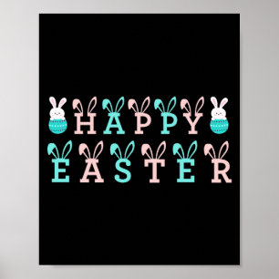 Happy Easter Wishes Funny Bunny Easter T Shirt Poster