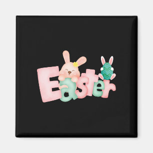 Happy Easter Wishes - Funny Bunny Kisses    Magnet