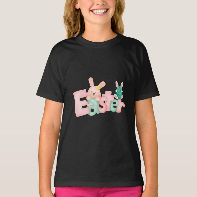 Happy Easter Wishes - Funny Bunny Kisses    T-Shirt (Front)