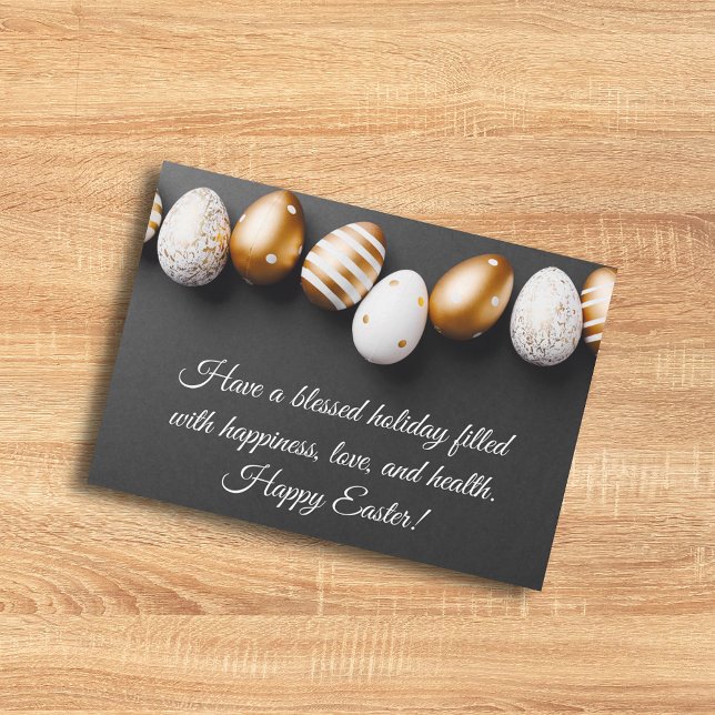 happy easter wishes,gold white eggs  chic card (Creator Uploaded)