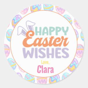 Happy Easter Wishes Pastel Classic Round Sticker