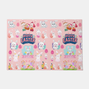 Happy Easter Wishes - Pattern Funny Bunny Easter  Doormat