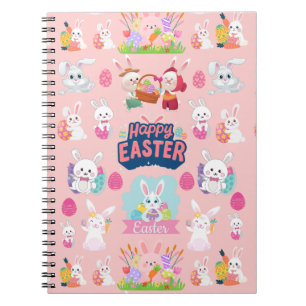 Happy Easter Wishes - Pattern Funny Bunny Easter Notebook