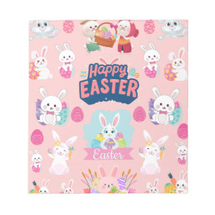 Happy Easter Wishes - Pattern Funny Bunny Easter Notepad