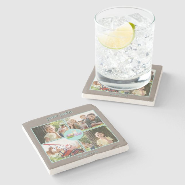 Happy Easter Wishes Stone Coaster (Side)